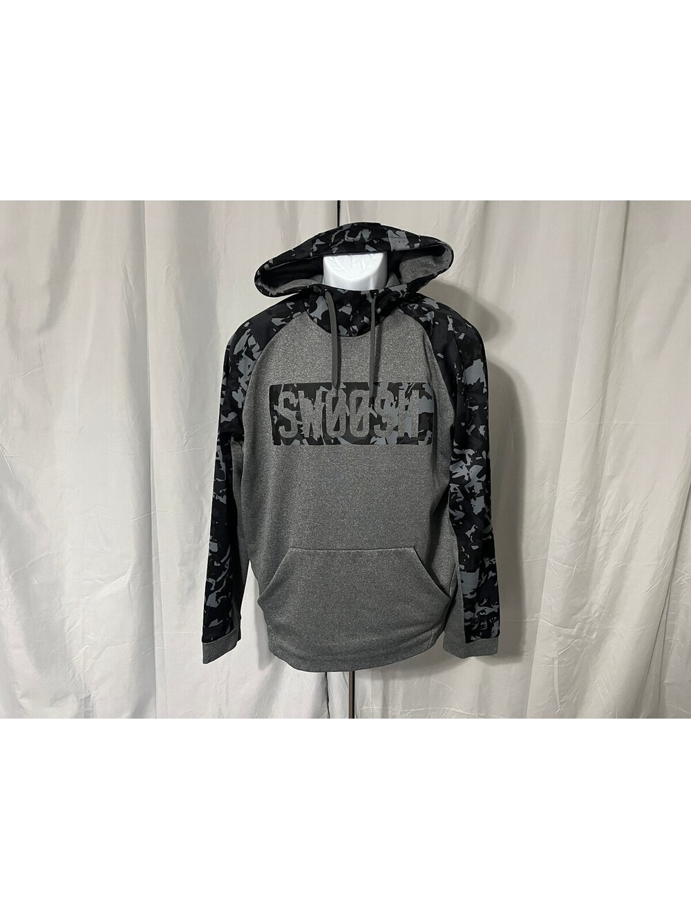 Nike Therma-Fit Men's Gray Black Swoosh Basketball Hoodie Hooded Sweatshirt L